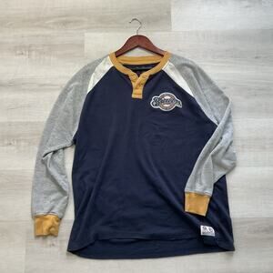 Genuine Merchandise Milwaukee Brewers Embroidered Waffle Knit Raglan Tee Medium